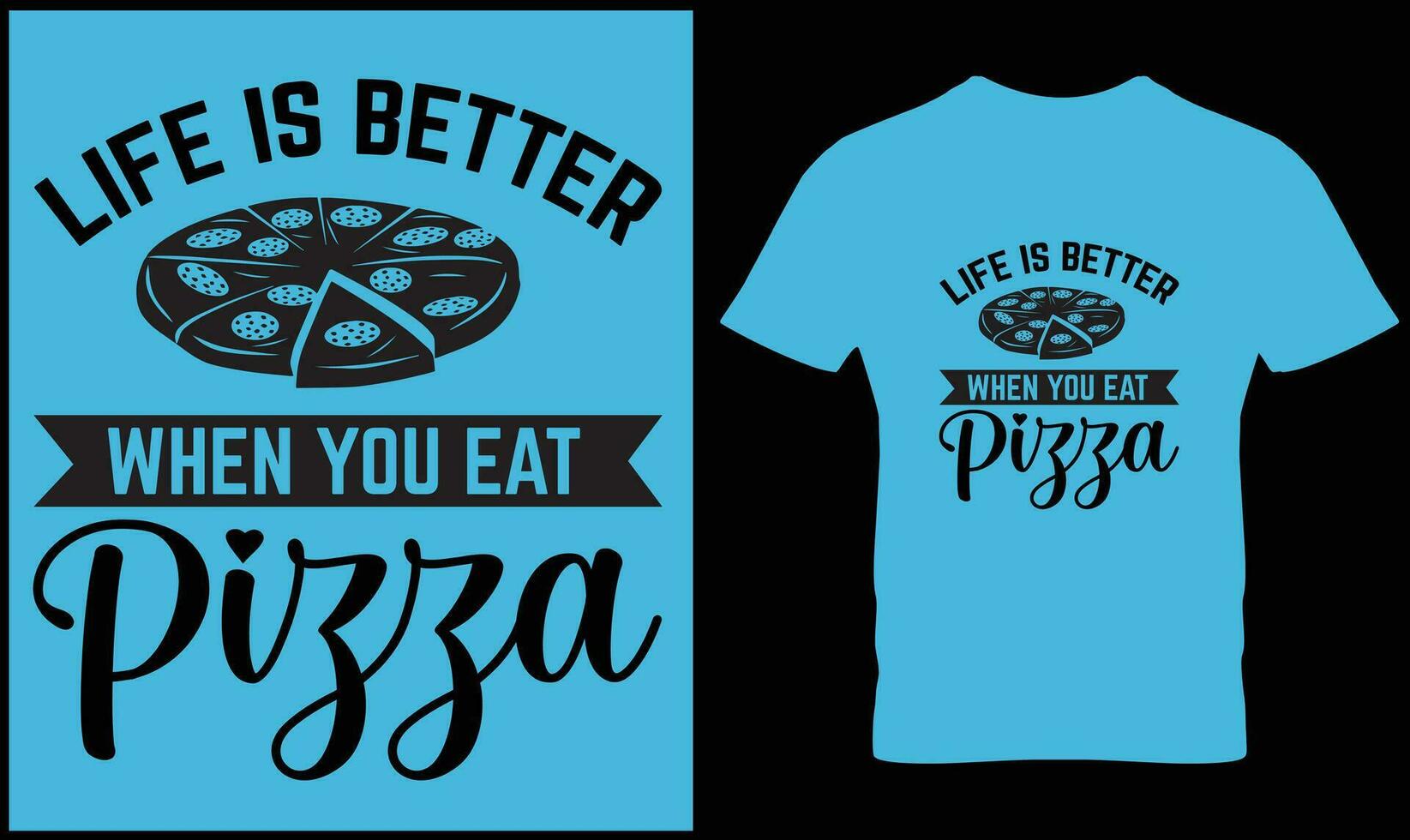 Pizza T-Shirt Design Vektor Grafik.