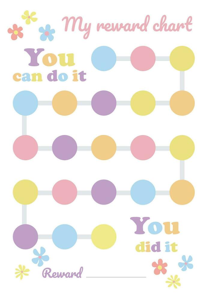 Pastell- Belohnung Diagramm. druckbar lästig Diagramm zum Mädchen. Kleinkind Routine Diagramm. Verhalten Diagramm zum Kinder. Aufkleber Diagramm. Täglich Routine Diagramm. vektor