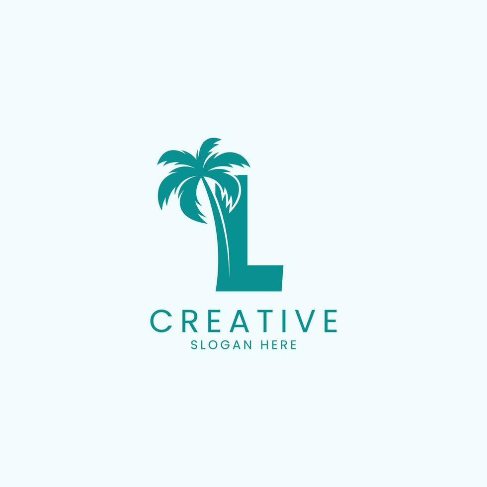 Strand Palme Baum mit Brief l Logo Design Vektor Bild