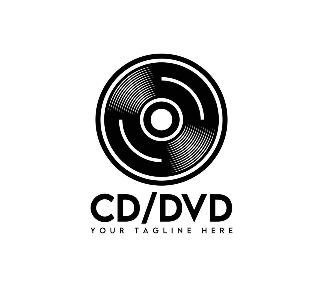 CD dvd skiva logotyp design på vit bakgrund, vektor illustration.