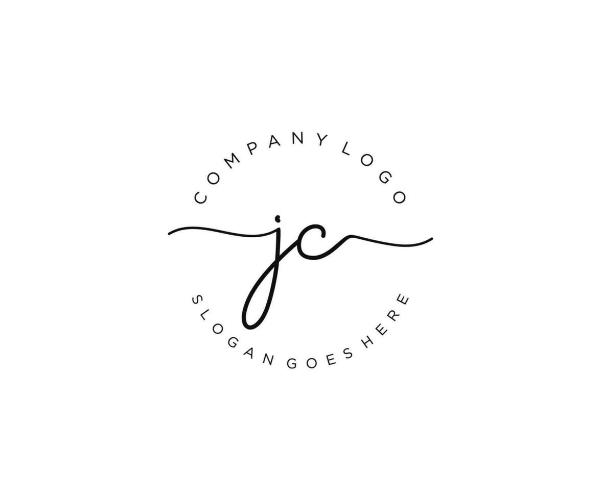 ursprüngliches jc feminines logo schönheitsmonogramm und elegantes logodesign, handschriftlogo der ersten unterschrift, hochzeit, mode, blumen und botanik mit kreativer vorlage. vektor