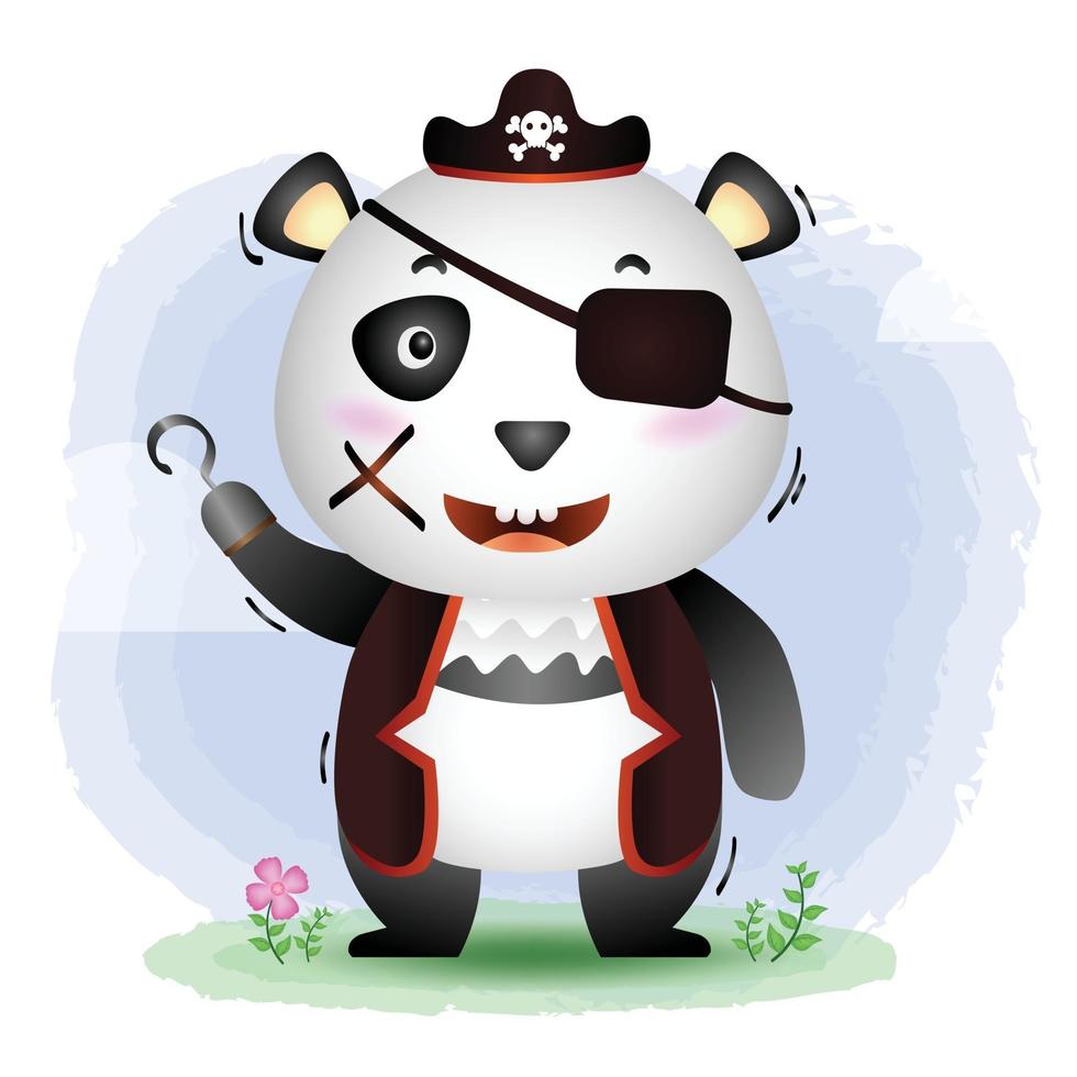 niedliche Piraten-Panda-Vektor-Illustration vektor