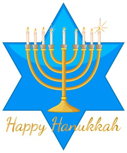 Lycklig Hanukkah kort mall med blå stjärna och ljus vektor