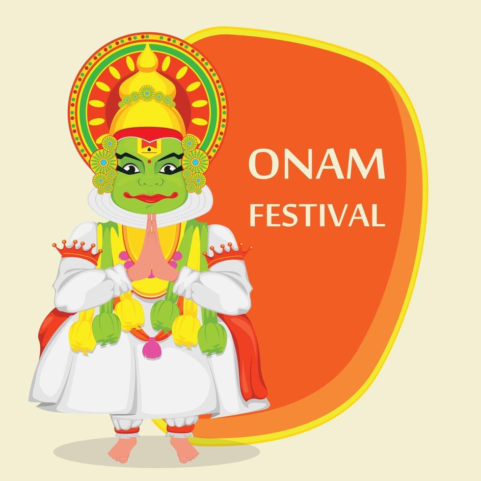 Kathakali-Tänzerin. Frohes Onam-Festival vektor