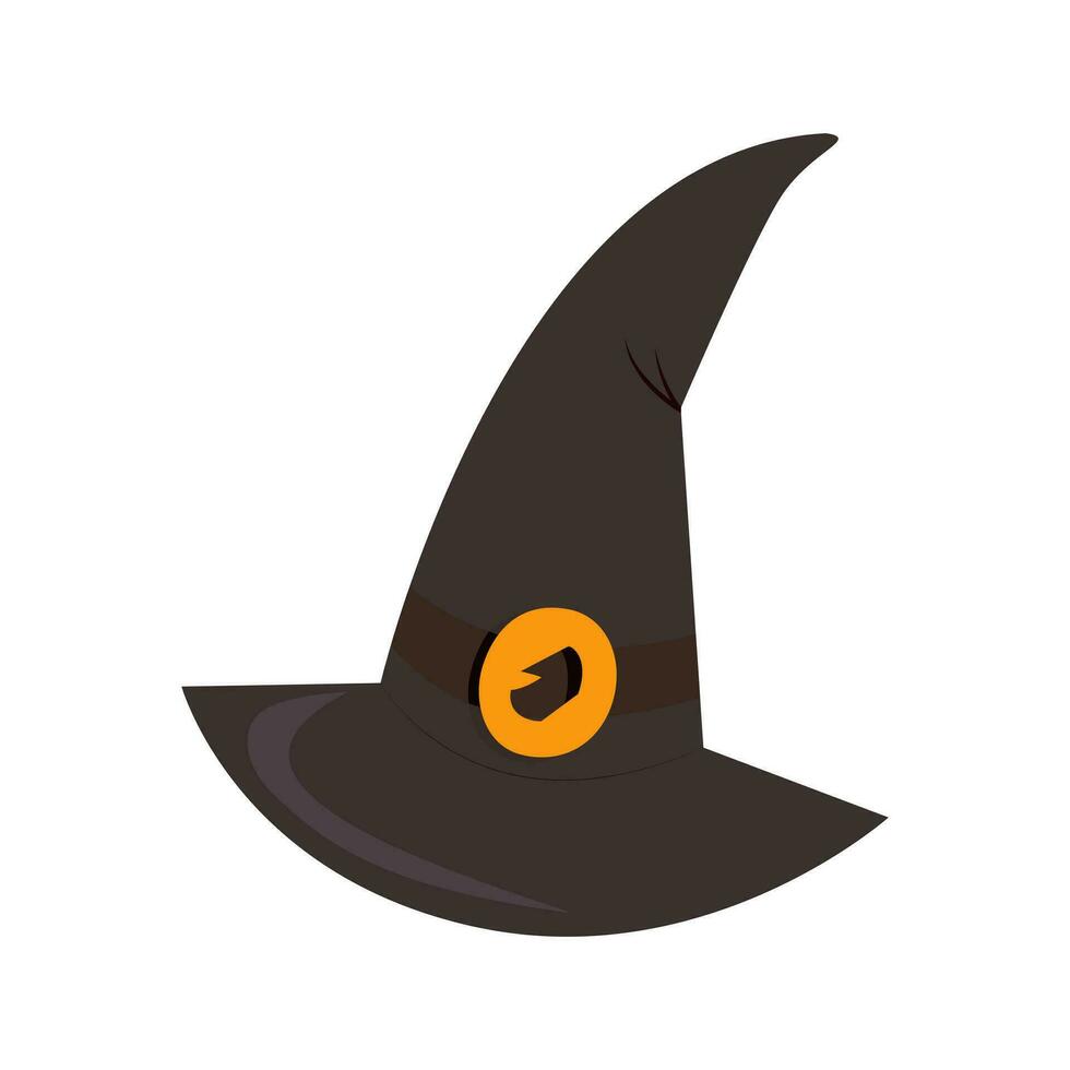 vektor platt illustration av tecknad serie halloween häxa hatt ikon. vektor illustration