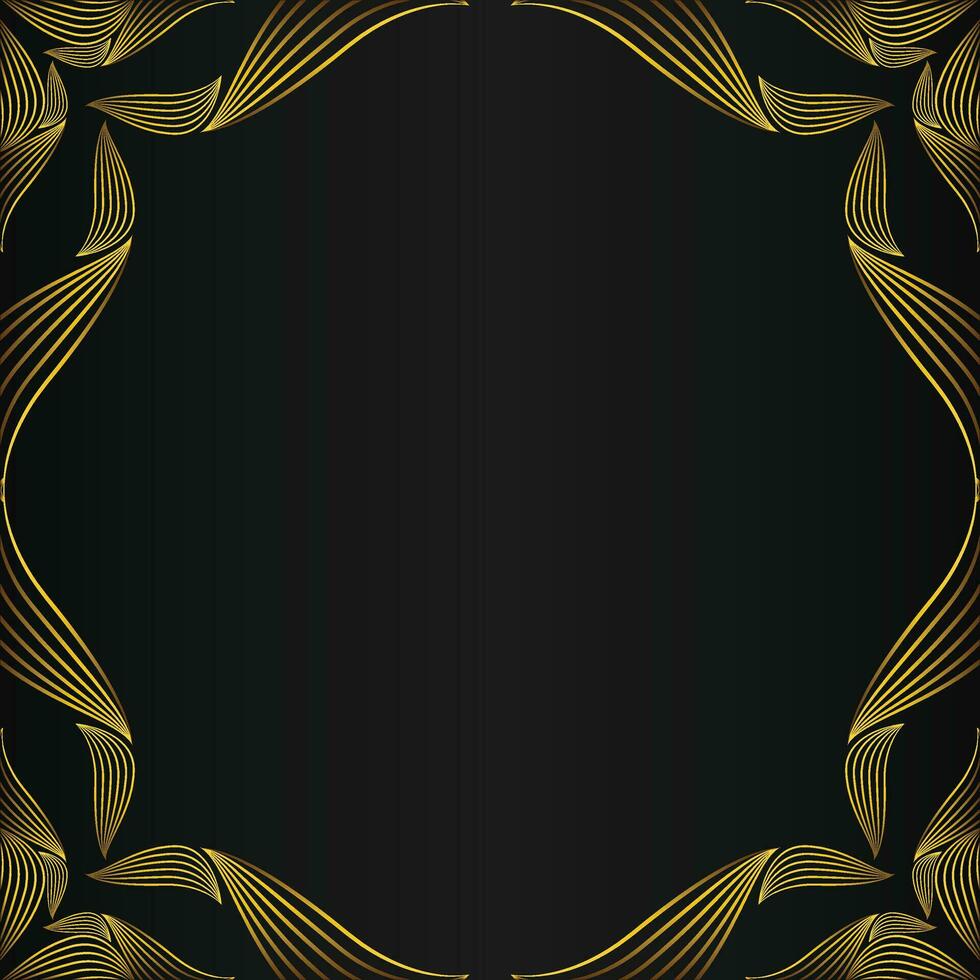 schön Gold Blumen- Rahmen auf schwarz Hintergrund vektor