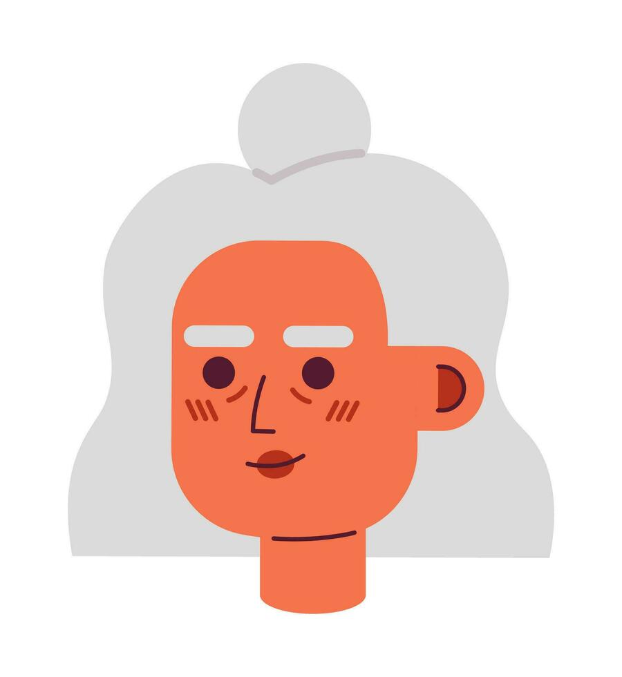 latinamerikan senior medborgare 2d vektor avatar illustration. äldre latina kvinna tecknad serie karaktär ansikte. latinamerikansk kvinna porträtt. medelålders person platt Färg användare profil bild isolerat på vit