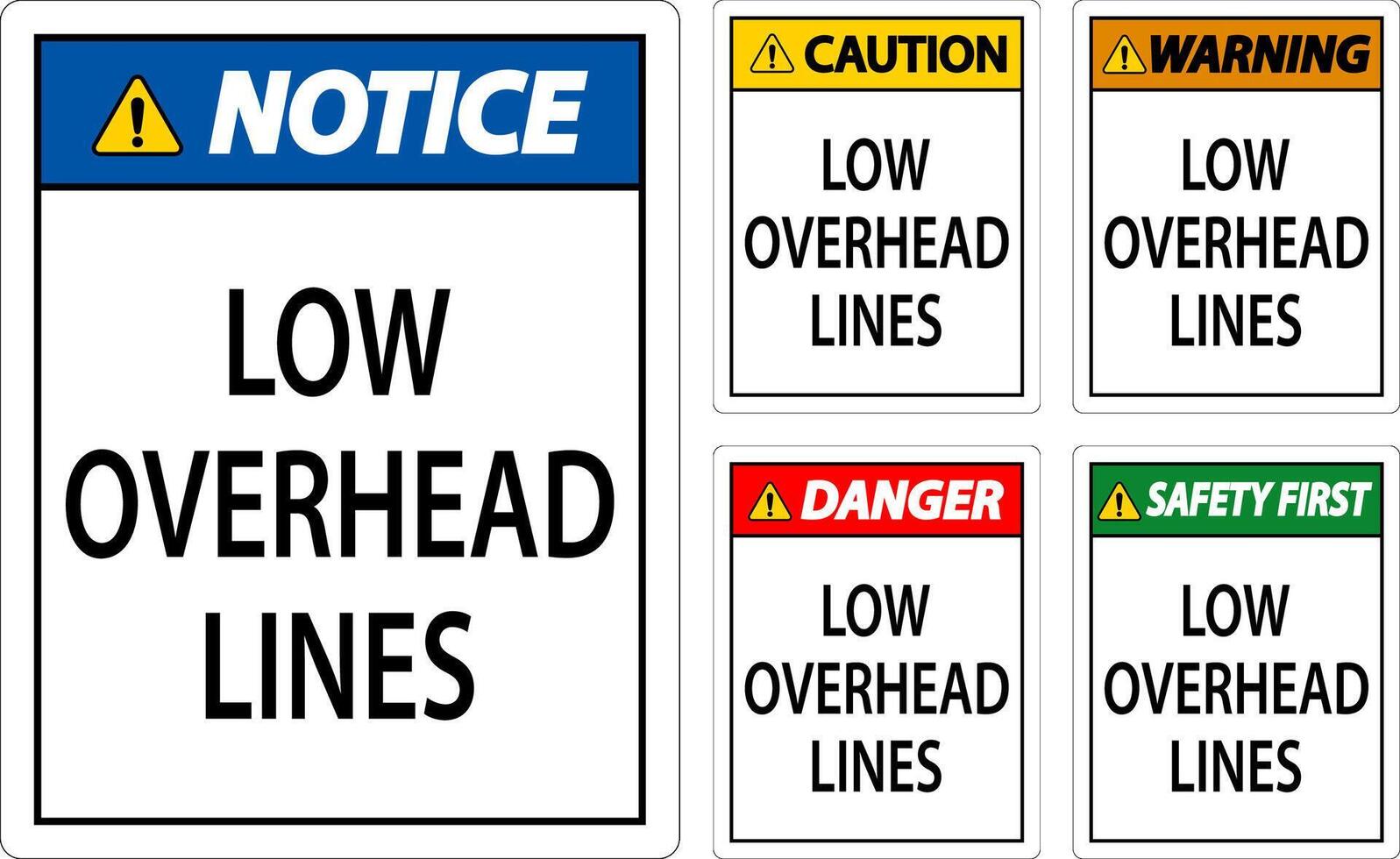 Vorsicht Zeichen niedrig Overhead Linien vektor