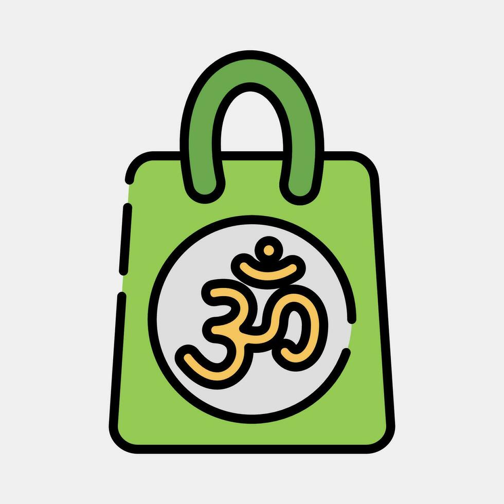 Symbol Geschenk Tasche. Diwali Feier Elemente. Symbole im gefüllt Linie Stil. gut zum Drucke, Poster, Logo, Dekoration, Infografiken, usw. vektor