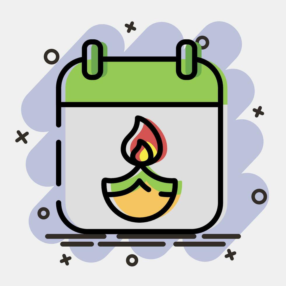 ikon diwali kalender. diwali firande element. ikoner i komisk stil. Bra för grafik, affischer, logotyp, dekoration, infografik, etc. vektor