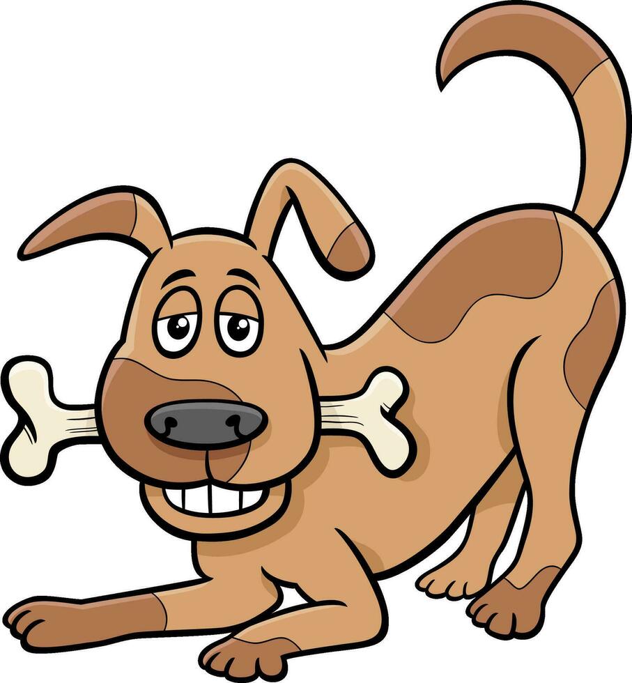 Karikatur entdeckt Hund Charakter mit Hund Knochen vektor