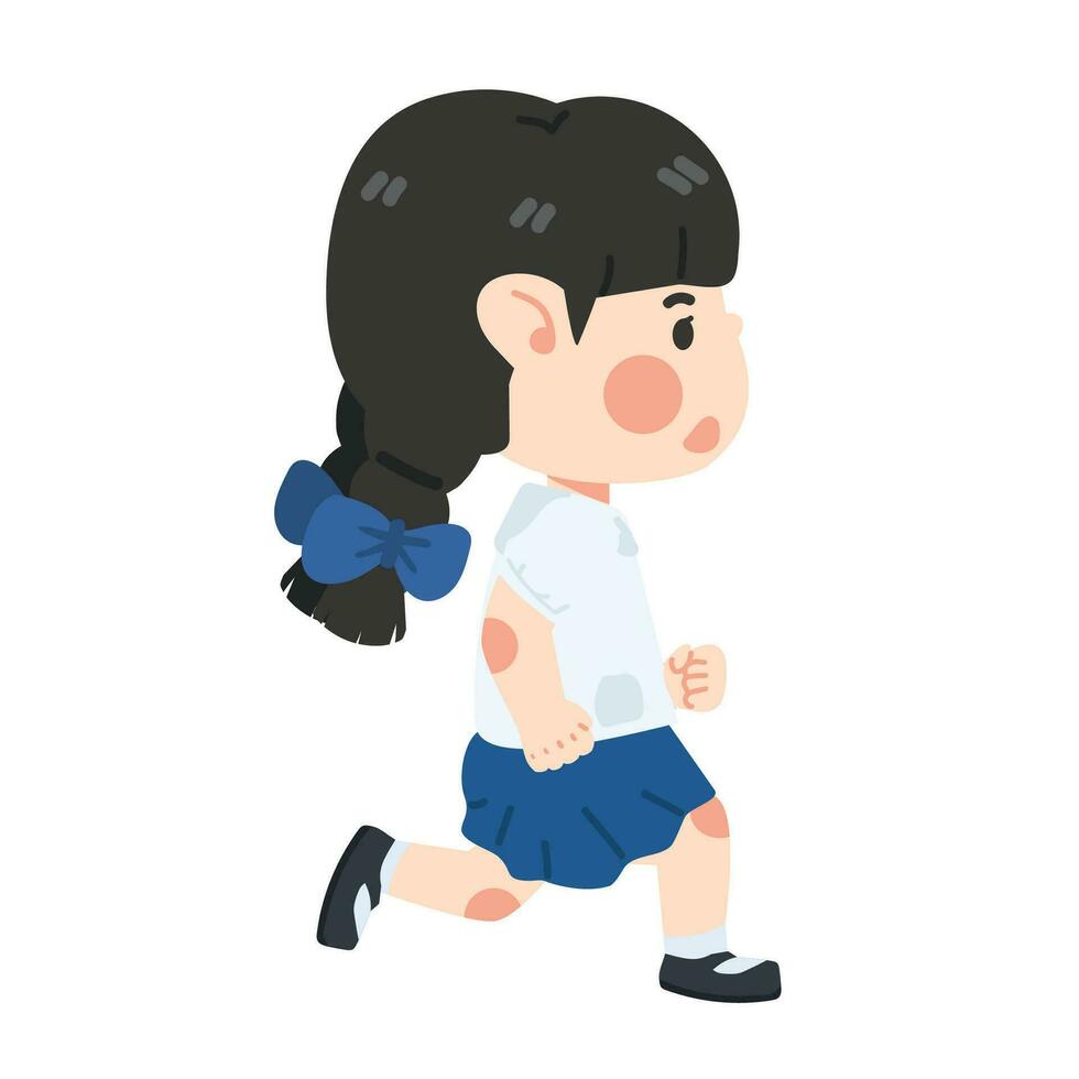 Kind Mädchen Laufen zu Schule vektor