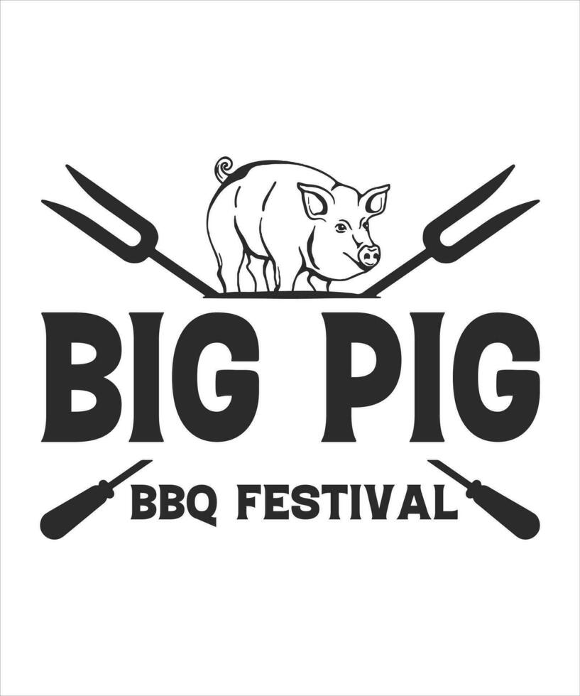 stor gris bbq festival logotyp t-shirt design vektor