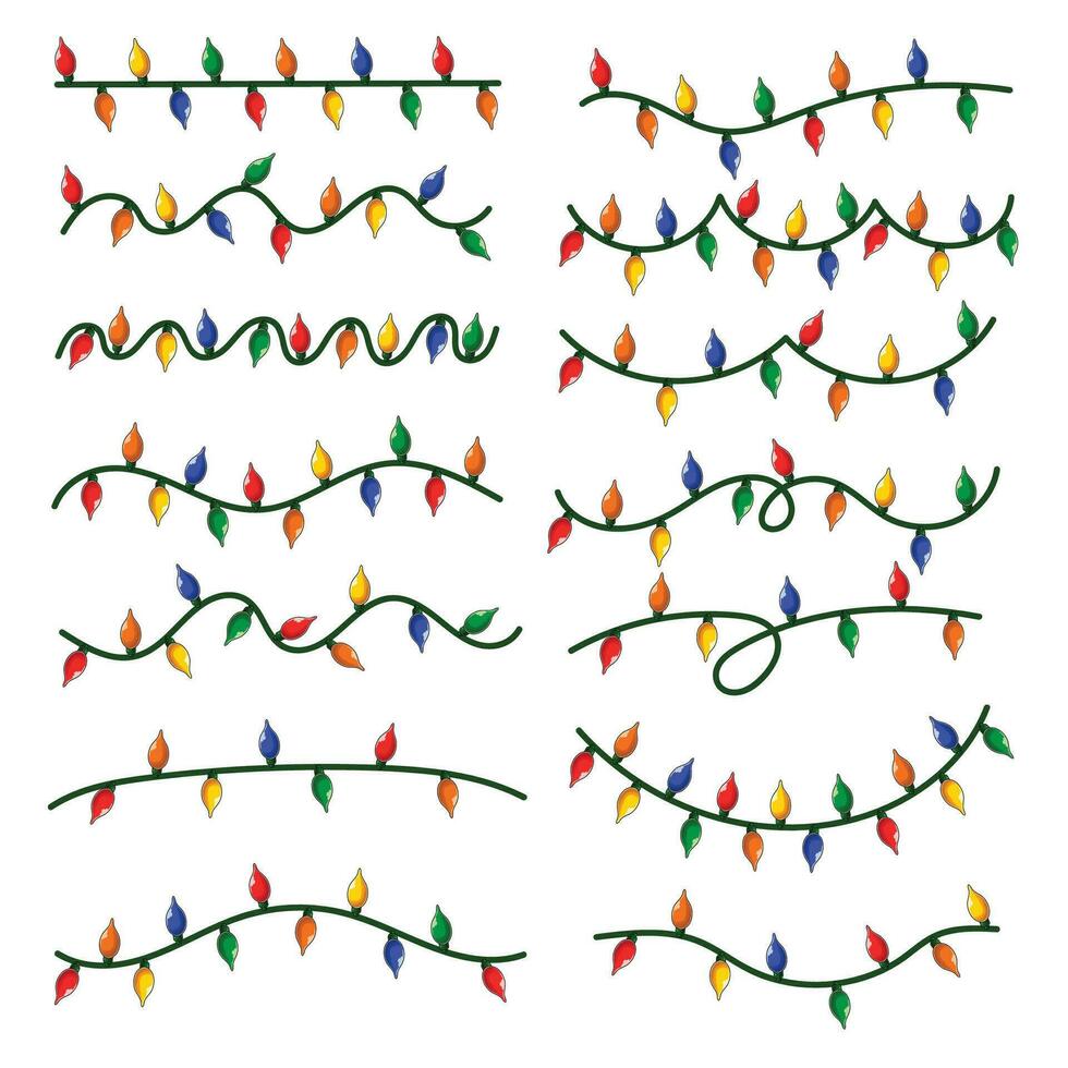 Weihnachten Beleuchtung Sammlung einstellen Vektor Illustration