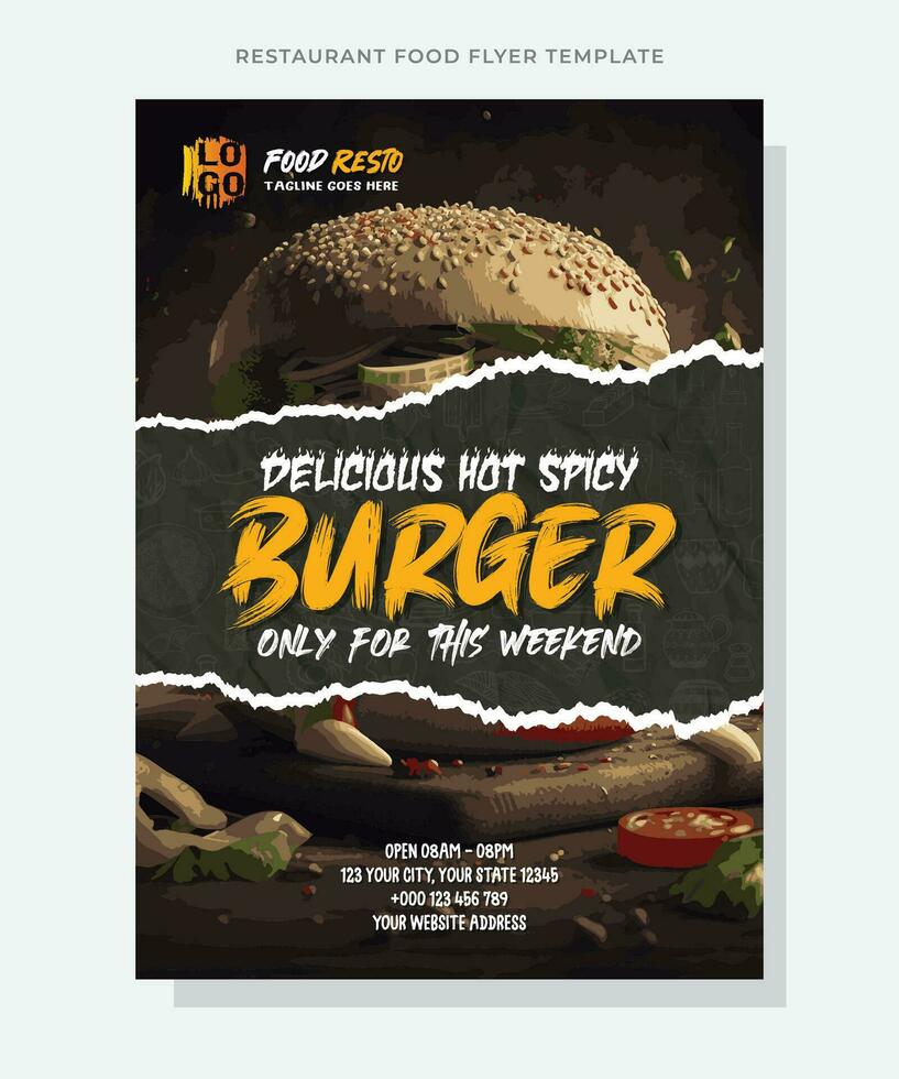 Restaurant Rabatt Essen Burger Flyer Design, heute Speisekarte Schlange Chinesisch Mahlzeit Anzeige Vorlage, köstlich schnell Essen Pizza Poster vektor