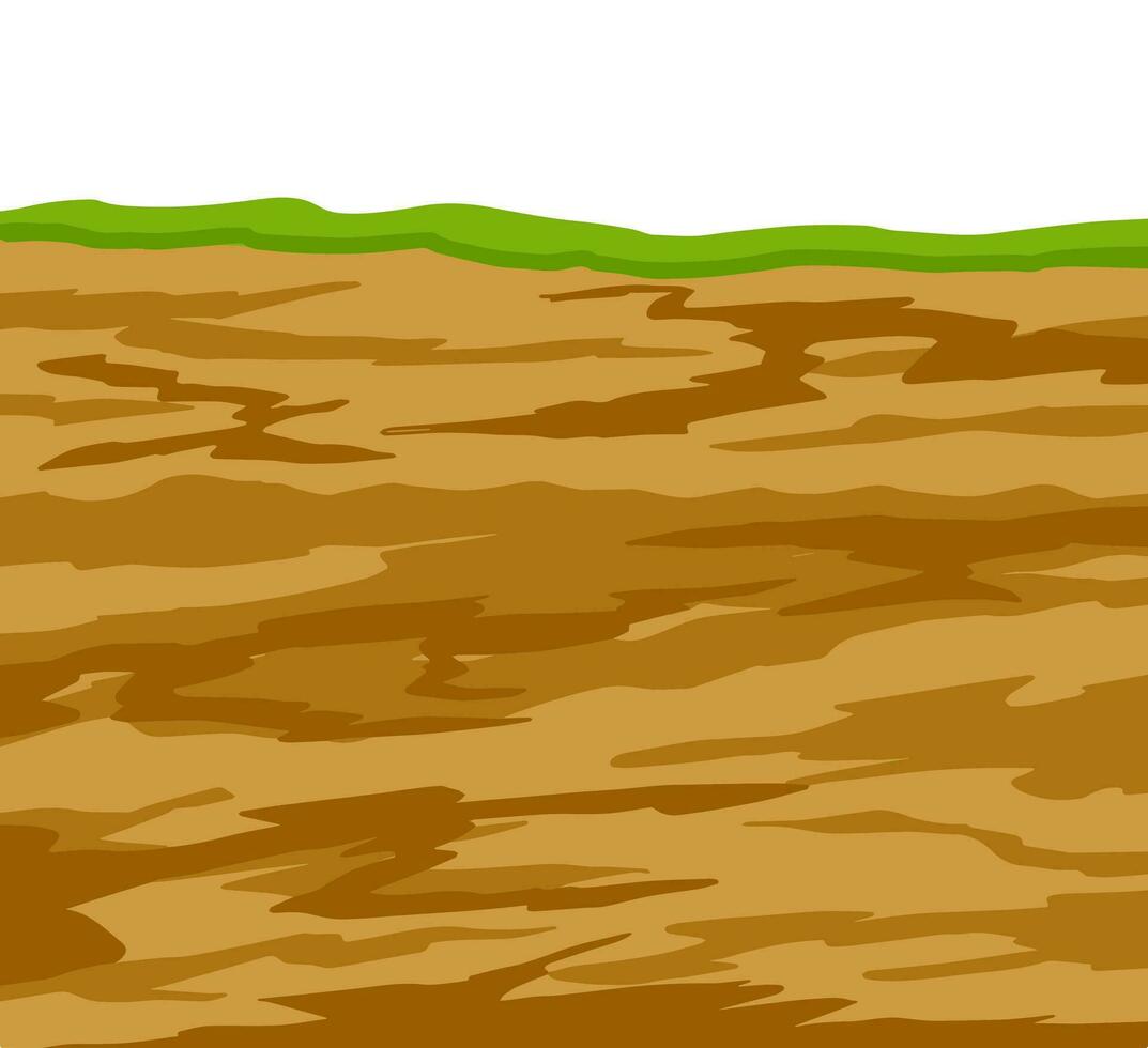 landa i de sektion. arkeologisk landskap. brun jord. smuts lera och grön gräs. vektor tecknad serie. underjordisk bakgrund. geologisk lager