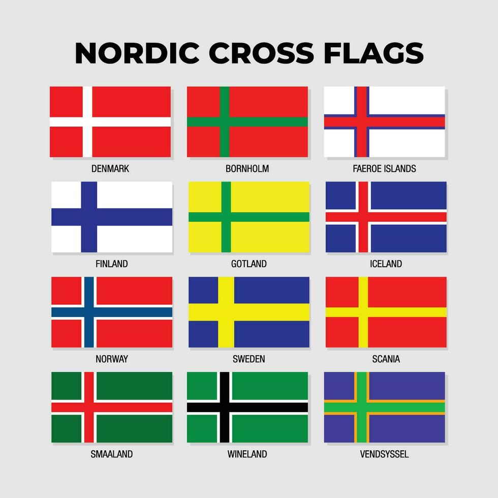 nordisch Länder Flagge Design Vorlage vektor