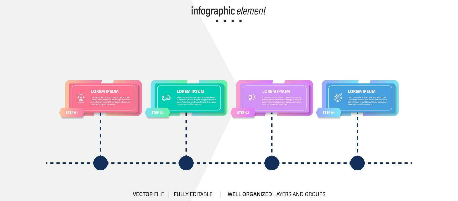 infographic design med 4 steg, infographic företag begrepp, flöde, Diagram, presentation vektor