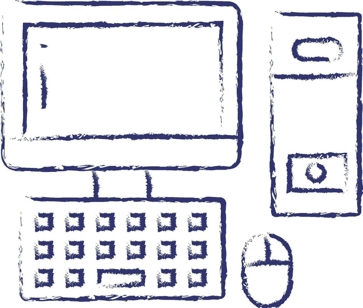 Desktop Computer Hand gezeichnet Illustration vektor