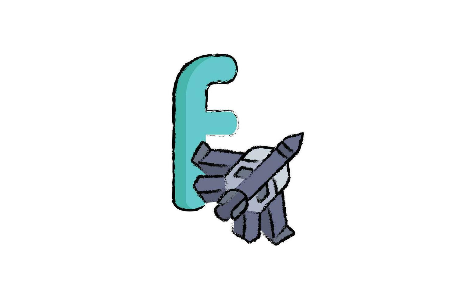 alfabet serier f hand dragen illustration vektor