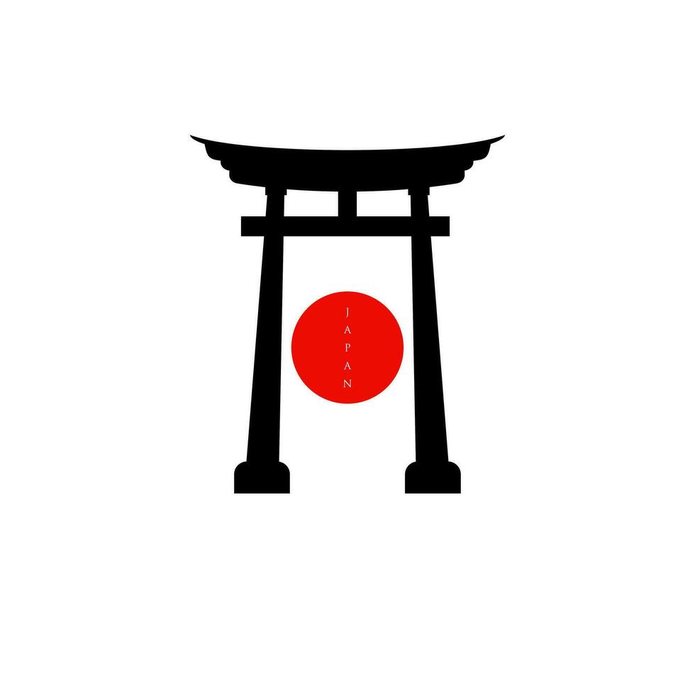 historisk toriien Port japansk logotyp. solnedgång toriien Port ikon logotyp vektor illustration. japansk historia monument