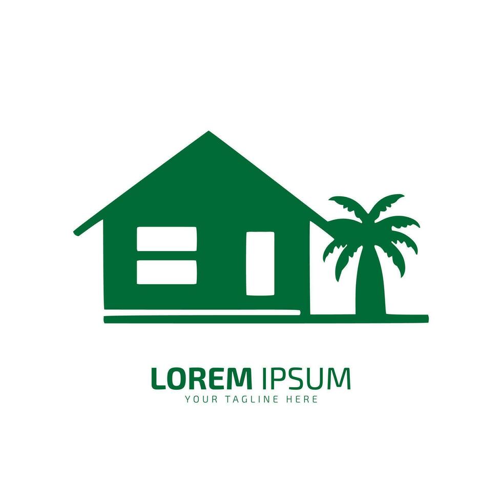 minimal och abstrakt logotyp av Hem ikon hus vektor med träd silhuett isolerat design
