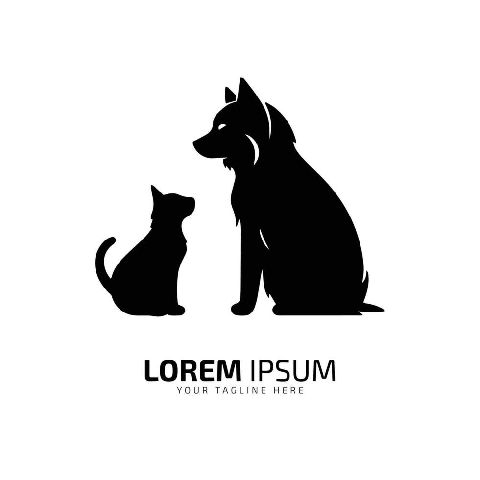 minimal och abstrakt logotyp av katt ikon hund vektor silhuett isolerat design