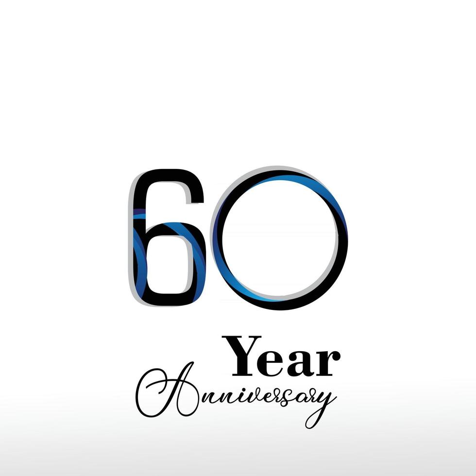 60 år årsdag logotyp vektorillustration vit färg vektor
