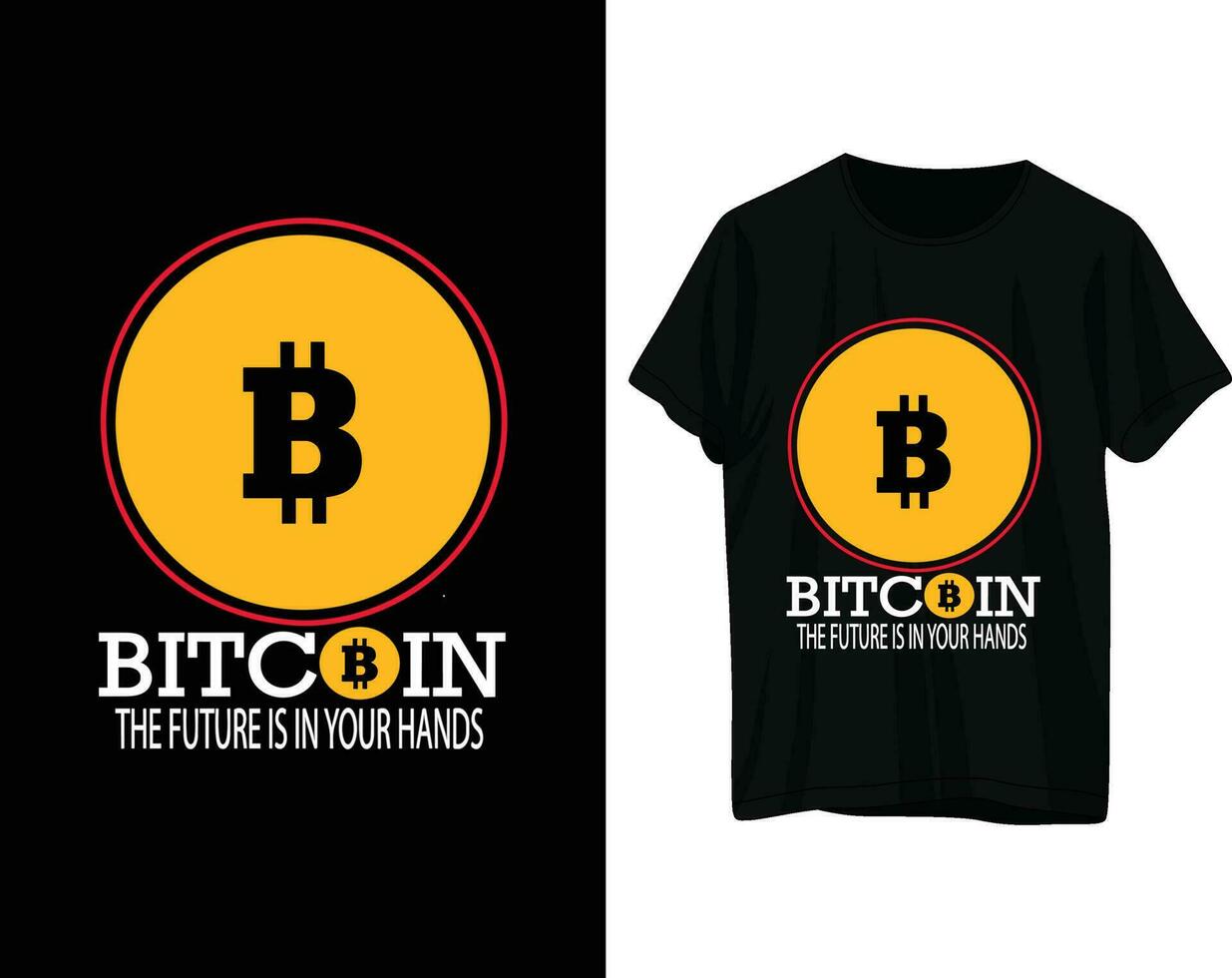 bitcoin de framtida är i din händer tshirt design vektor