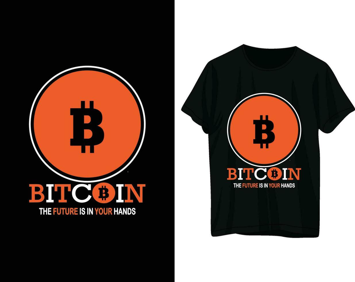 bitcoin de framtida är i din händer tshirt design vektor