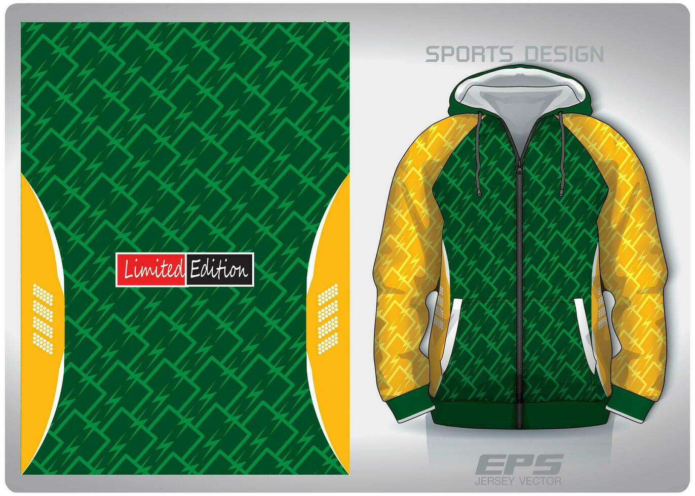 vektor sporter skjorta bakgrund bild.blixt i en rad grön gul mönster design, illustration, textil- bakgrund för sporter lång ärm luvtröja, jersey luvtröja