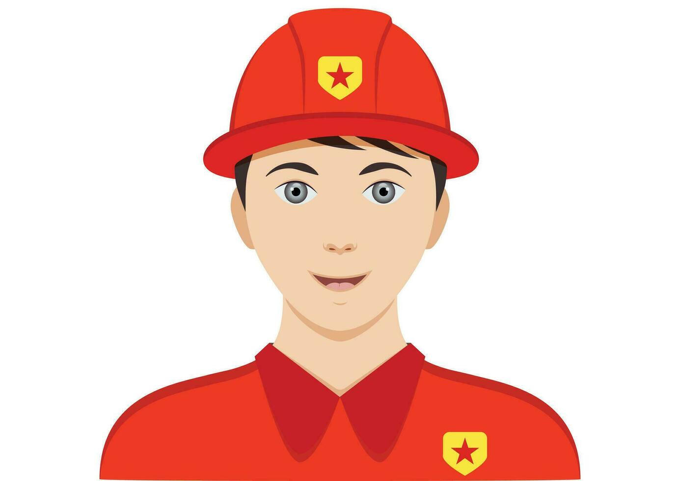 Porträt von ein Feuerwehrmann Clip Art Vektor auf Weiß Hintergrund