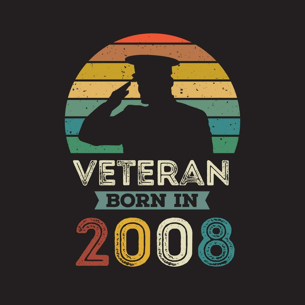 Veteran geboren im 2008 Vektor Jahrgang Stil Veteran Tag Design Vektor