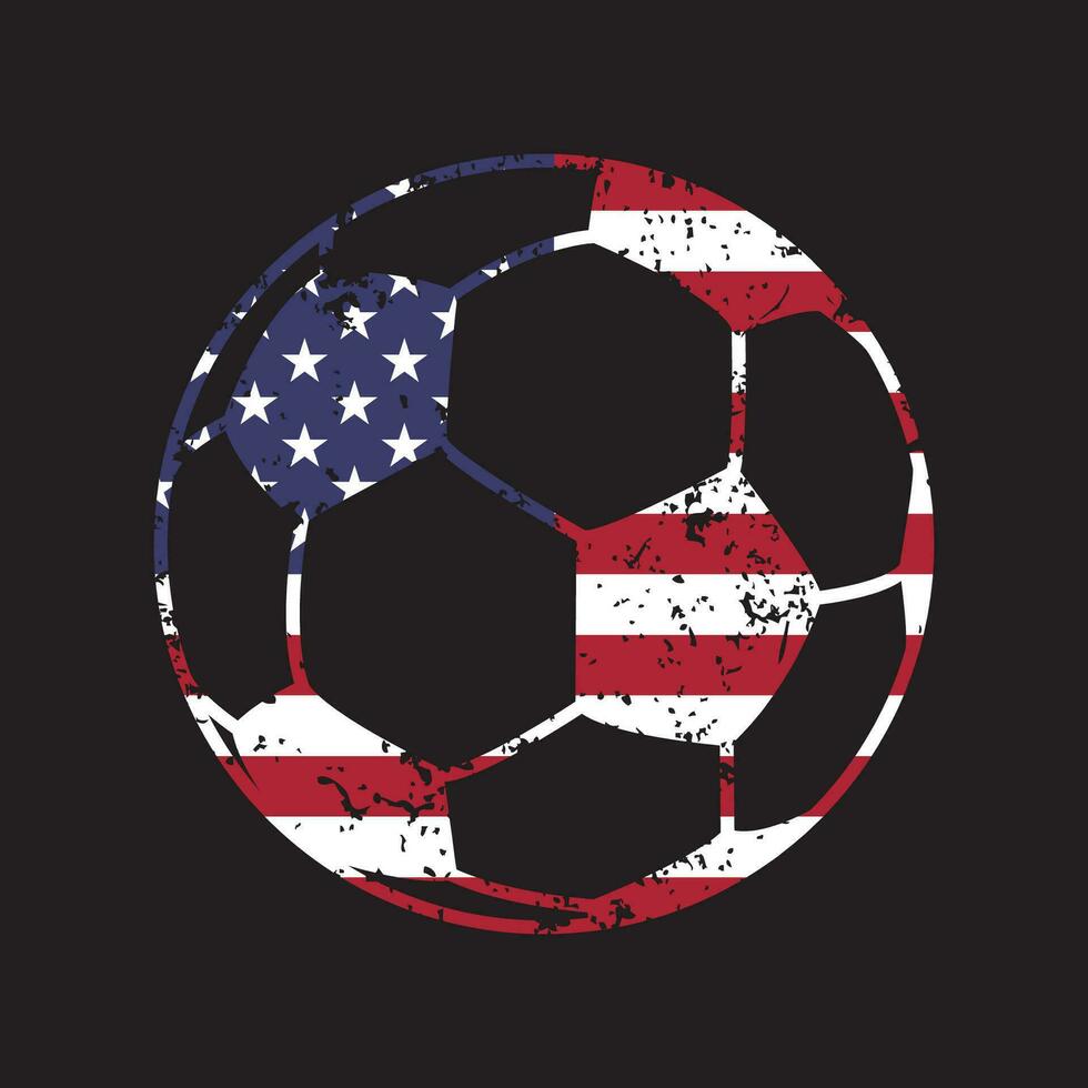 grunge fotboll boll med USA flagga vektor