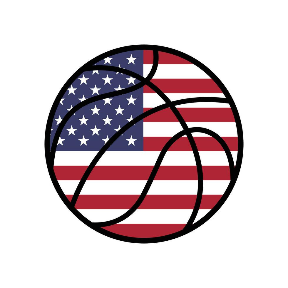 Basketball mit USA Flagge Vektor