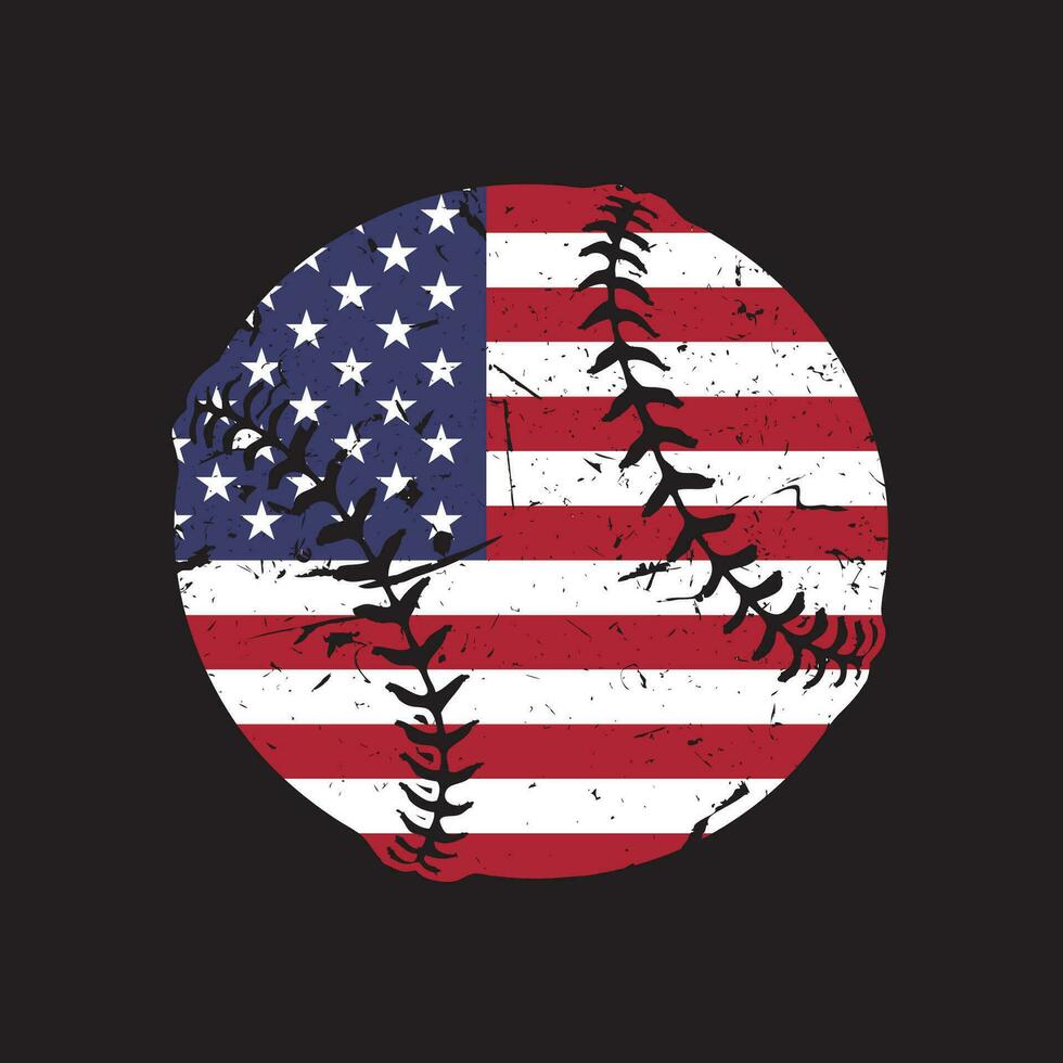 grunge baseboll med USA flagga vektor