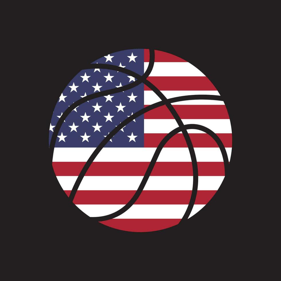 Basketball mit USA Flagge Vektor