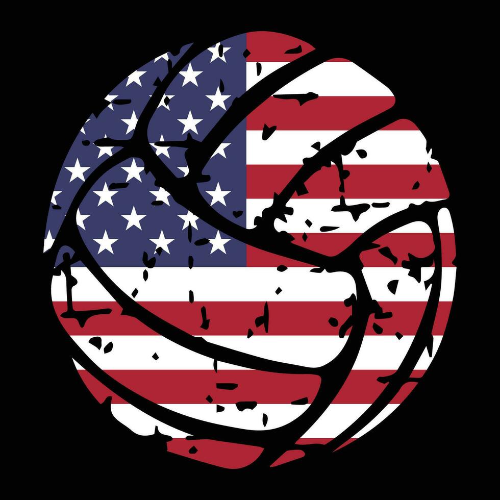 Grunge Volleyball mit USA Flagge Vektor