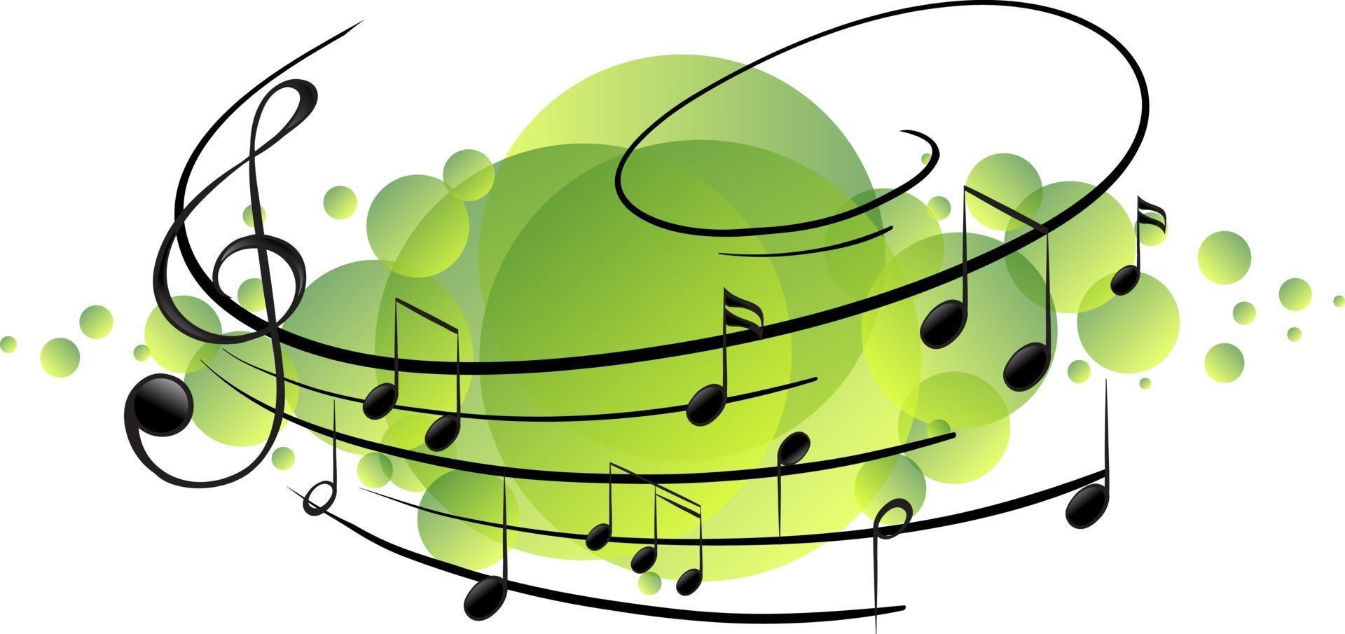 musikaliska melodisymboler på grön splotch vektor