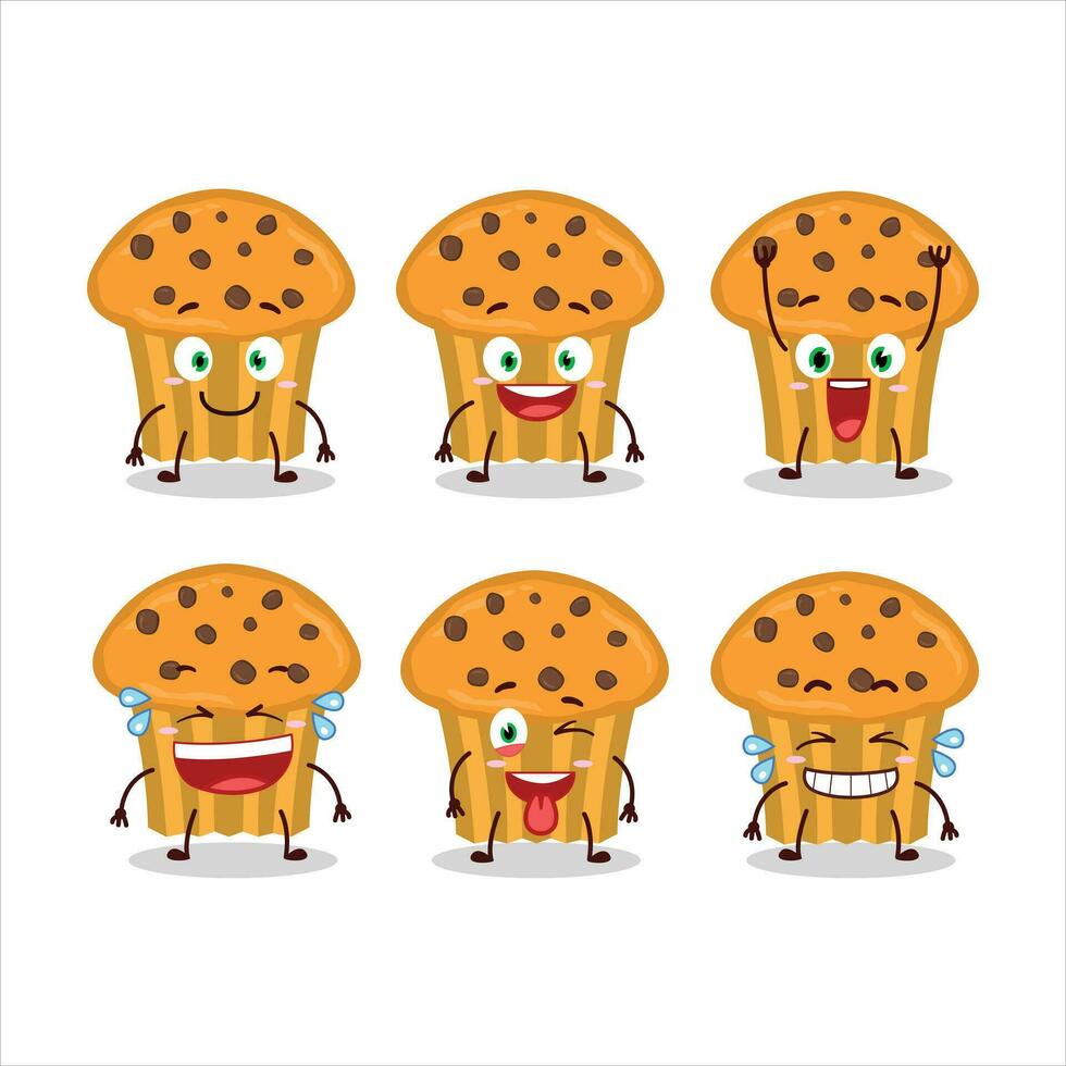 tecknad serie karaktär av choco pommes frites muffin med leende uttryck vektor