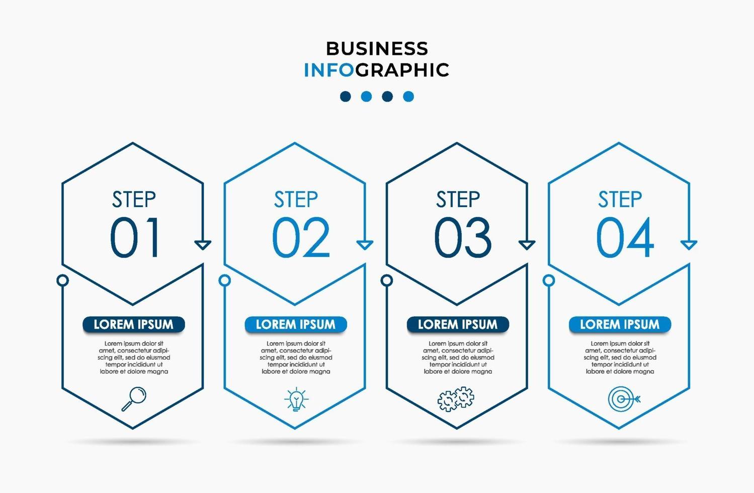 Infografik-Design-Vorlagenvektor mit Symbolen und 4 Optionen oder Schritten vektor