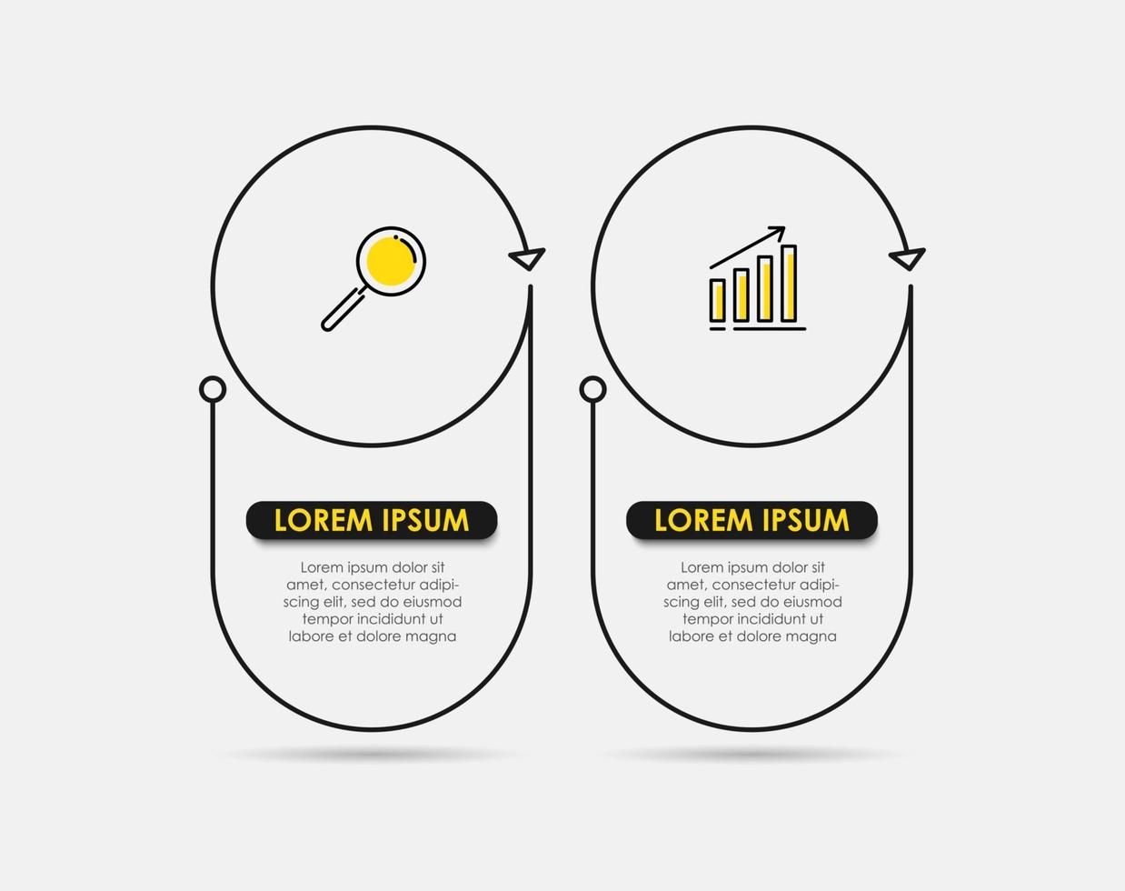 infographic design mall vektor med ikoner och 2 alternativ eller steg