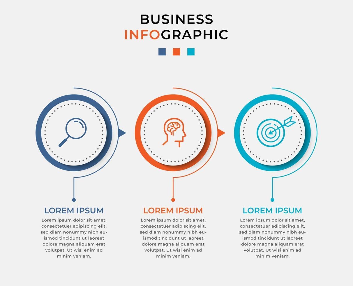 Infografik-Design-Business-Vorlage mit Symbolen und 3 Optionen oder Schritten vektor