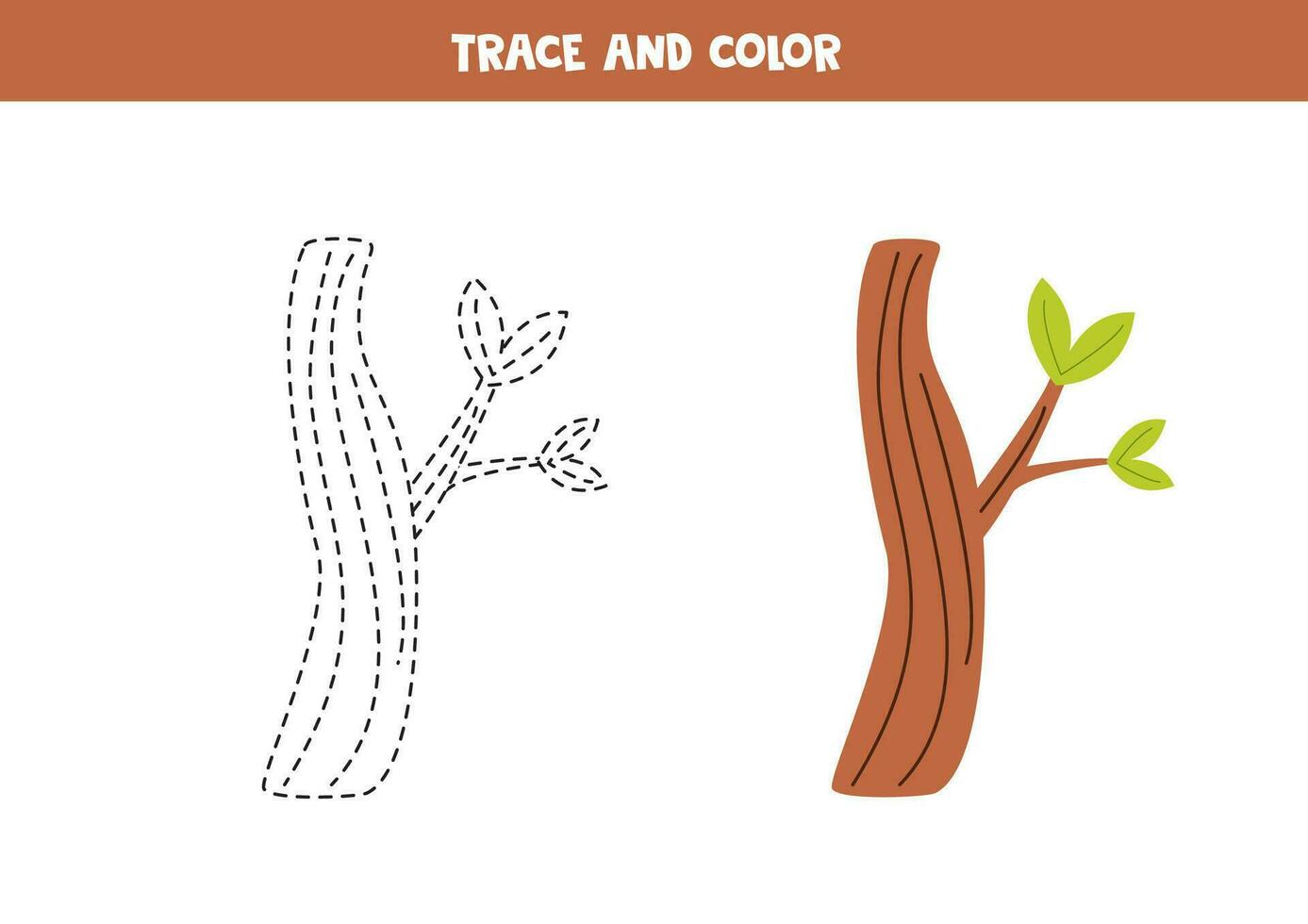Spur und Farbe Karikatur Eukalyptus Baum. Arbeitsblatt zum Kinder. vektor