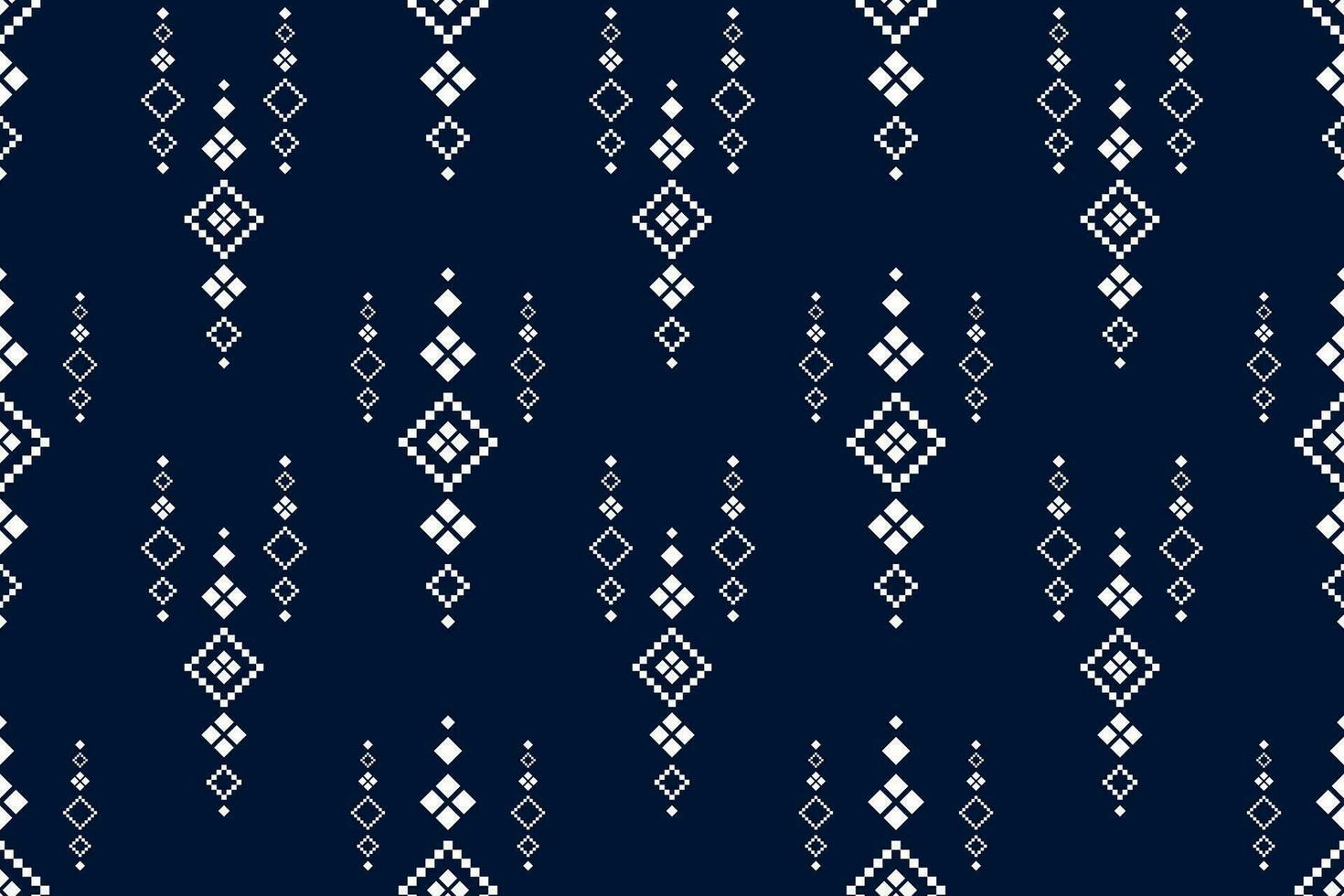 indigo Marin blå geometrisk traditionell etnisk mönster ikat sömlös mönster gräns abstrakt design för tyg skriva ut trasa klänning matta gardiner och sarong aztec afrikansk indisk indonesiska vektor