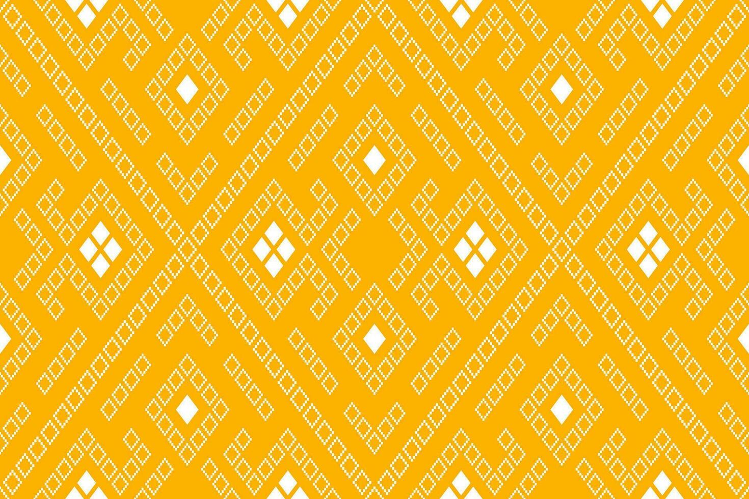 Gelb Jahrgänge Kreuz Stich traditionell ethnisch Muster Paisley Blume Ikat Hintergrund abstrakt aztekisch afrikanisch indonesisch indisch nahtlos Muster zum Stoff drucken Stoff Kleid Teppich Vorhänge und Sarong vektor
