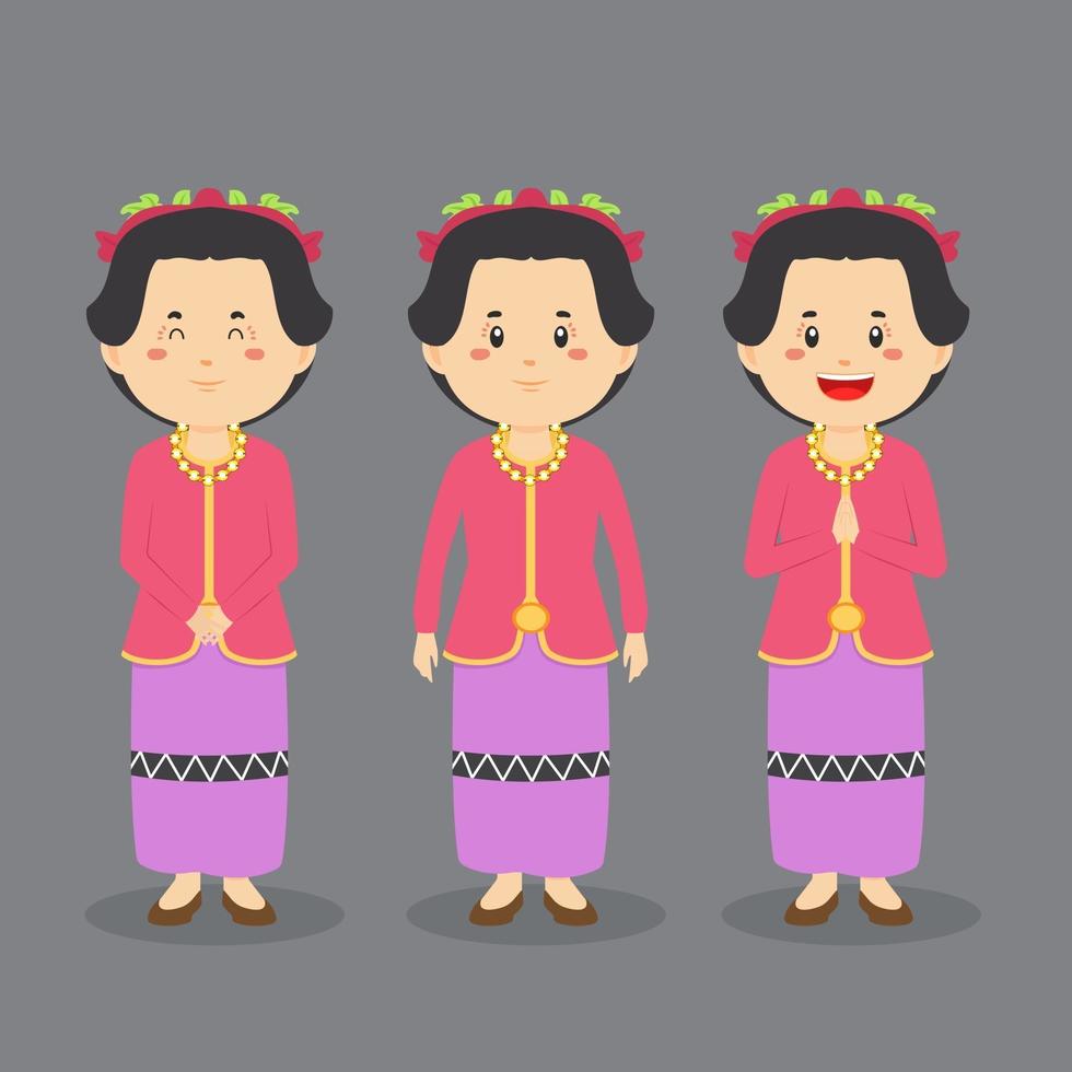 West Nusa Tenggara Charakter mit verschiedenen Ausdrucksformen vektor
