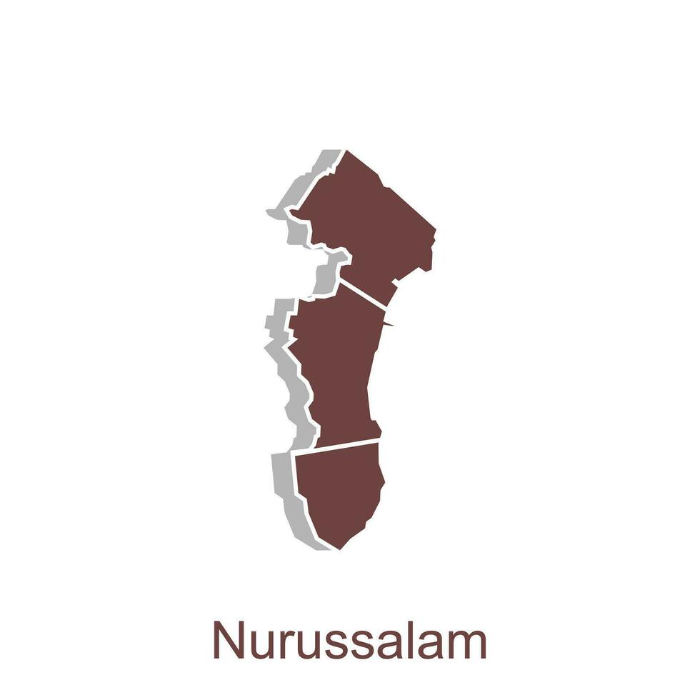 Karta stad av nurussalam illustration design, värld Karta internationell vektor mall med översikt grafisk skiss stil isolerat på vit bakgrund