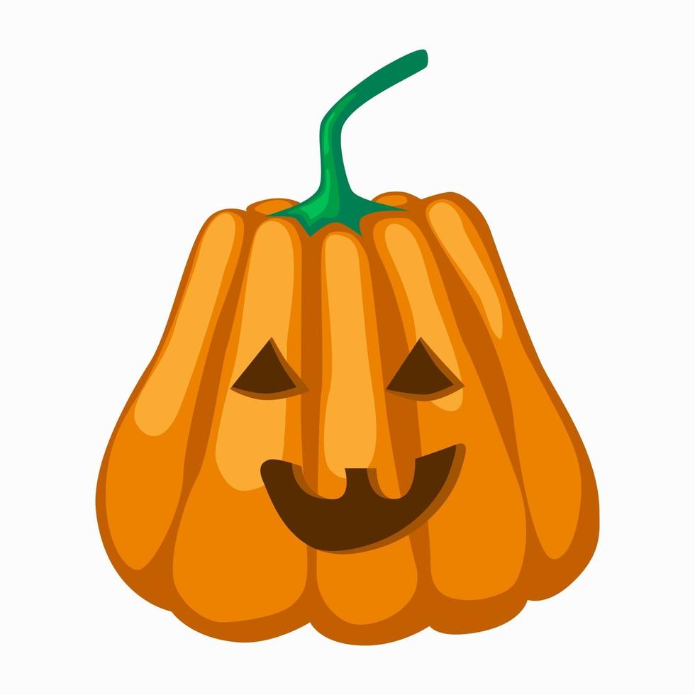 großer orangefarbener Kürbis mit Augen ausgeschnittener Nase und Mund für Halloween. vektor