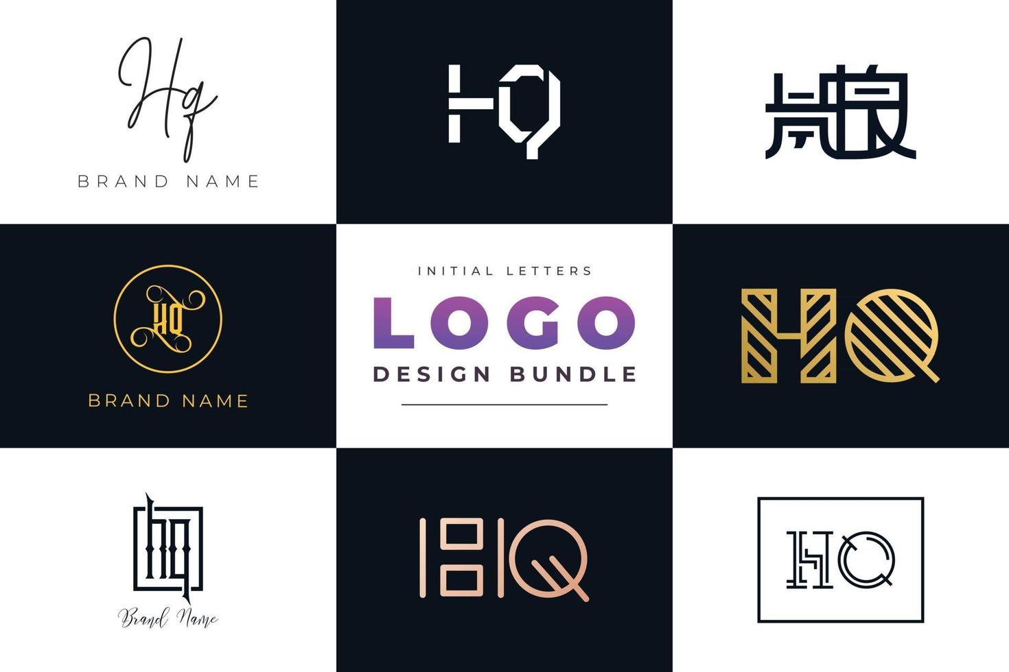 uppsättning samling första bokstäver hq logo design. vektor